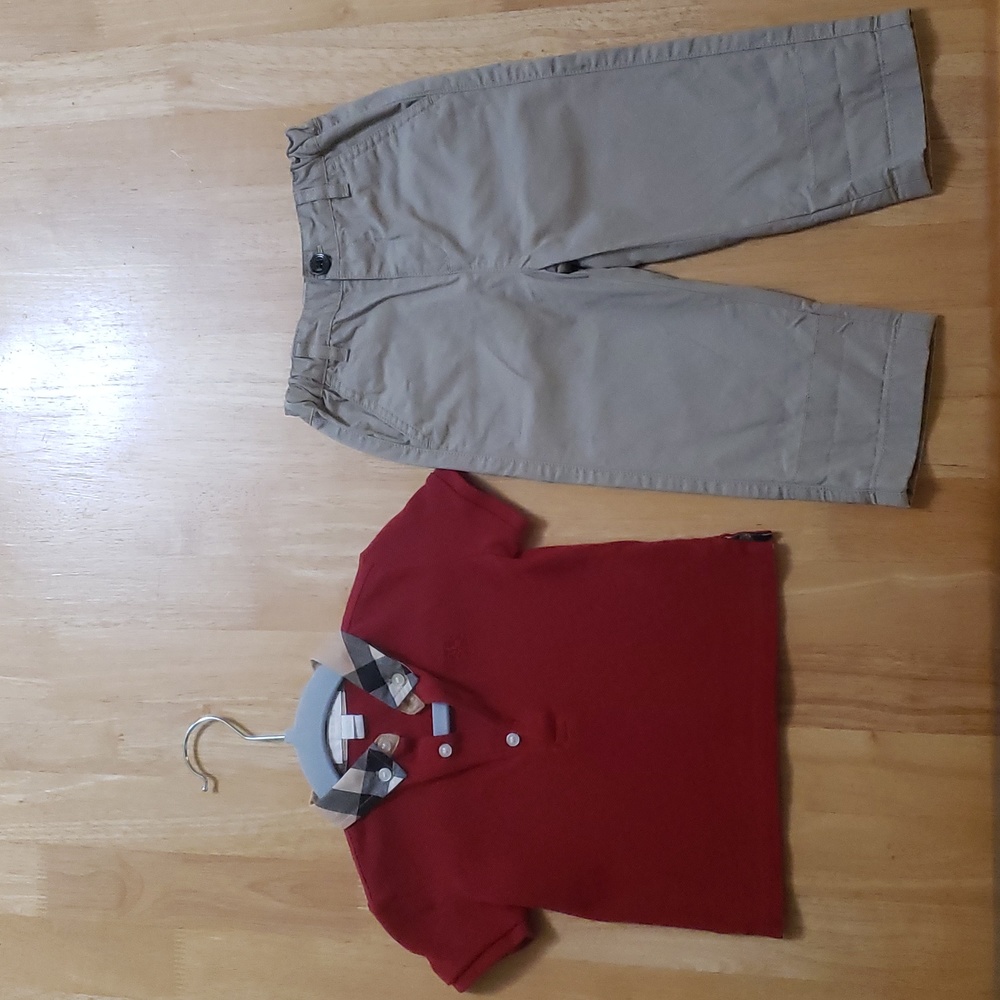 Burberry tartan collar red and tan set